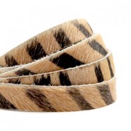 Nature leer met vacht 10mm Nature brown-dark brown